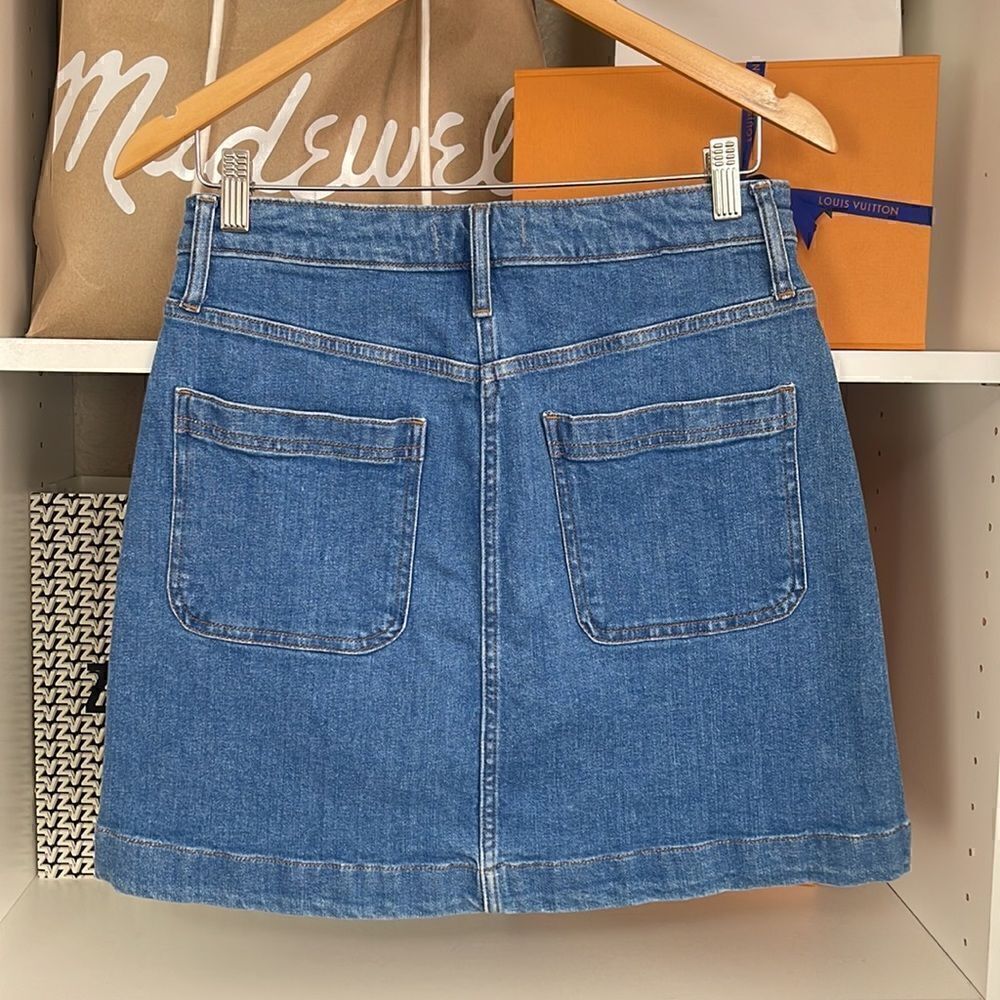7. Madewell Womens Cotton Blend Denim McCaren Skirt Exposed Button Snap. 26 NWT - Picture 3 of 8